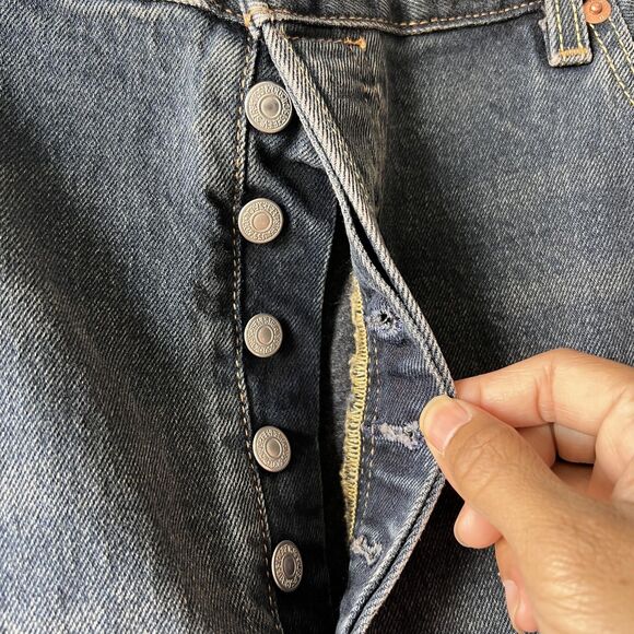 Levis 501 Jeans Men 40x30 Blue Stretch Denim Button Fly Straight Leg Classic NEW - Picture 6 of 14